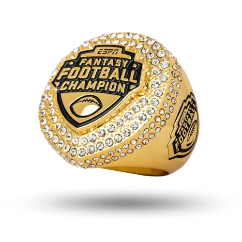 TrophySmack ESPN Official Fantasy Football Championship Ring - Size 12 Ring (Gold Finish)