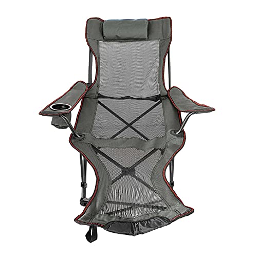 OTENC Outdoor Folding Camp Stuhl Rückenlehne mit Fußstütze Tragbare Bett Nickerchen Stuhl for Campingfischen Faltbare Strand Lounge Chair,Effiziente Ausrüstung(Grey)