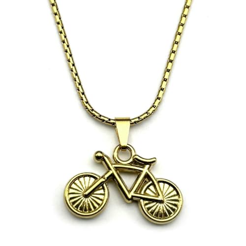 Collier pendentif bike hiphop GLDFW en acier inoxydable or pour homme et femme