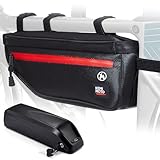 KEMIMOTO 2-in-1 eBike Battery Bag & Bike Frame Bag, Fireproof E-bike Battery Case for LiPo Battery Storage, Bike Bag for Bicycles, Black