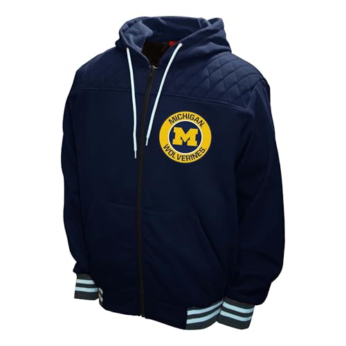 Franchise Club Mens Walk On Full Zip Hoodie Jacket (Michigan, Large)