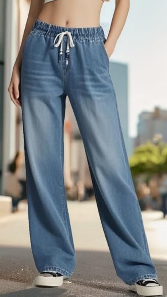 SperLucky Jeans for Women High Waisted Straight Leg Stretchy Jeans Loose Wide Leg Denim Pants - Image 5