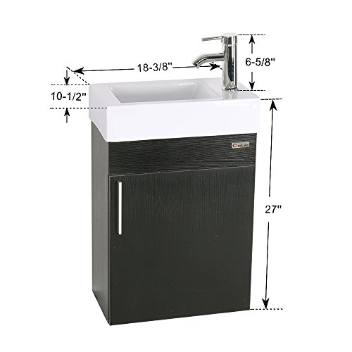 Eclife 18.4’’ Bathroom Vanity Combo, Modern Design Wall Mounted Vanity Set With Porcelain Ceramic Sink Top & Chrome Faucet & Flexible U Shape Drain (T02E01) #TOP1