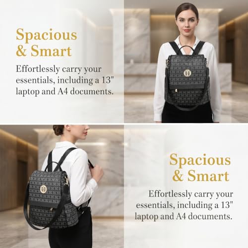 Image of MKP Women Fashion Backpack Purse Multi Pockets Signature Anti-Theft Rucksack Travel Ladies Shoulder Bag Handbag 2Pcs