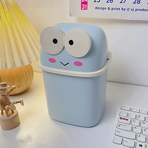 Image of Mini Frog Polypropylene Trash Can, Blue, 0.5 Gallon Capacity, 5.9 x 5.9 x 7.48 Inches