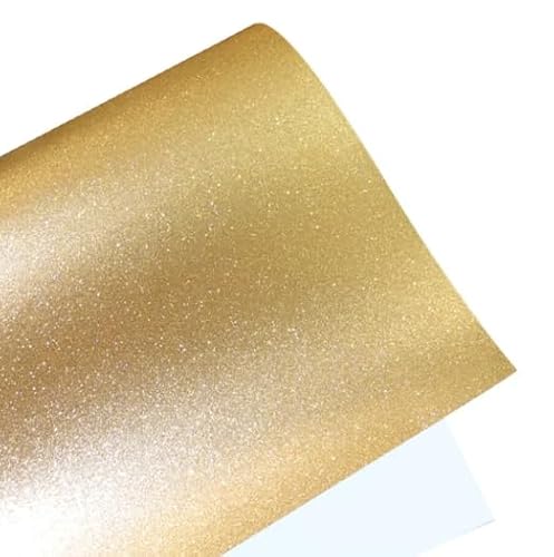 Syntego 10 Sheets Gold Self Adhesive Glitter Vinyl Permanent Overlay Sheets 12 x 12 Laminate Stickers