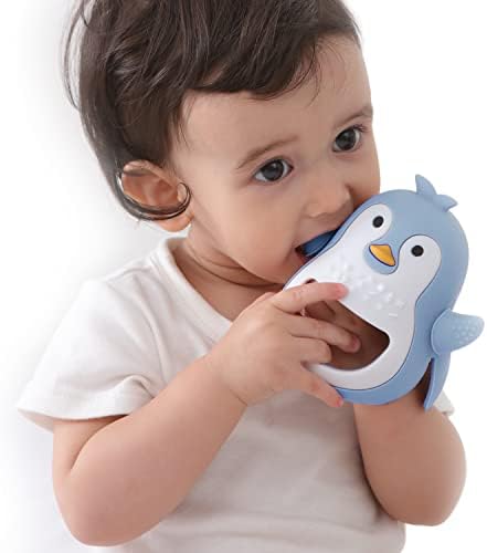Penguin Teethers, Teething Toys for Babies, Teether Toy for Boys and Girls, Seposeve Silicone Baby Chew Toys for Sucking Needs, BPA-Free, Pink