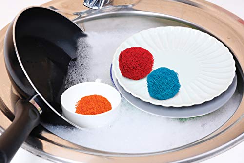 Image of HIC Kitchen Scouring Pad and Dish Scrubbers, Scratch Resistant and Non-Stick, Set of 3, Assorted