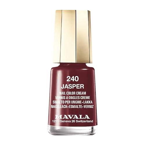 MAVALA - Mini Colors Jasper 240 5 ml, Esmalte de Uñas Pequeño, Color Rojo Oscuro, Minimiza la Evaporación, Formulados con Ingredientes Seleccionados, Práctico para Llevar