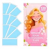SEEWAAZEE 120 Pcs Hair Extension Tape Tabs, Double Sided Hair Tapes, Adhesive Replacement Tape for Hair Extensions, Wig Tape Beauty Tools, Human Hair Tape Tabs in Tape Extension Replacement(Blue)