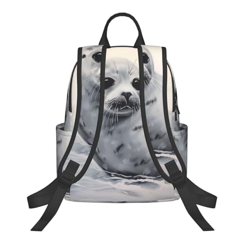 Backpack Cow spot Travel Casual Laptop Backpack Adjustable Hiking Daypack for Men Women, Harp Seal Painting, One Size3
