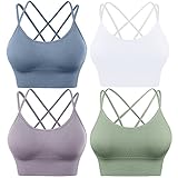 Evercute Cross Back Sport Bras Padded Strappy Criss Cross Cropped Bras for Yoga Workout Fitness Low Impact