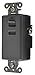 Hubbell Wiring Systems USB2GY Straight Blade Devices, Receptacles, Duplex, USB Charger, 5V, 3 Amp, 2-Port, Gray