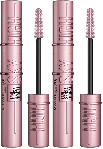Maybelline New York, Máscara de Pestañas Lash Sensational Sky High, Longitud sin Límites y Volumen Redefinido, Negro (Paquete de 2)