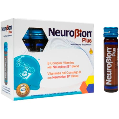 Neurobion Plus B Complex Liquid Dietary Supplement - Vitamin B12 B6 B1 Drinkable Oral Vials for Daily Energy Support Nervous System Health & Metabolism Booster for Adults - 10 Liquid Shots