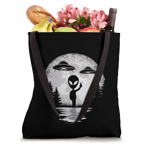 Bolso tote alienígena, luna, espacio, ovni, extraterrestre, vintage para hombres, mujeres y niños miniatura 4