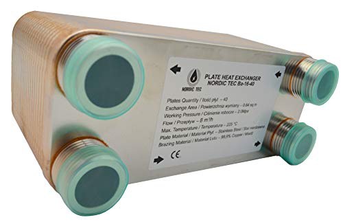 Edelstahl Plattenwärmetauscher Nordic Tec Ba-16-40 Plattenwärmeübertrager Wärmetauscher 40 Platten 150kW 1”