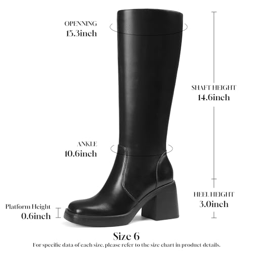 Lyrisiphy Womens Platform Knee High Boots Square Toe Wide Calf High Heeled Boots Side Zipper Tall Fall Boots3