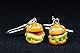 Miniblings Hamburger Cheeseburger Ohrringe Hänger Big Burger Fast Food Kawaii - Handmade Modeschmuck I Ohrhänger Ohrschmuck versilbert