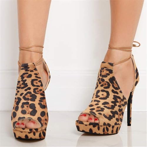 Image of Fashare Womens Peep Toe Platform Heels Sexy Sandals Strappy Lace Up Tie Stilettos Dress Pumps Shoes