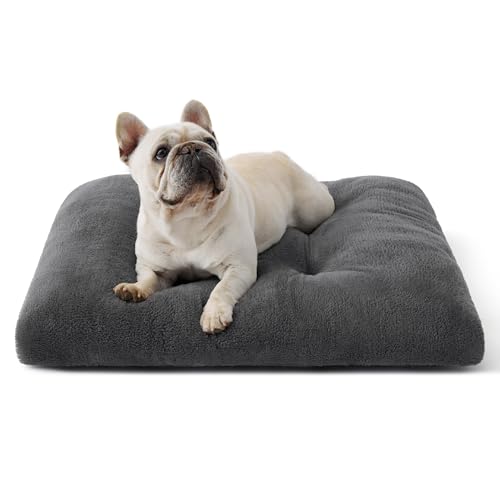 BEDSURE Hundebett Waschbar - Hundekissen Bett Beruhigende Hundematratze mit Rutschfestem Boden, Warmes Kissen für Haustiere, Grau, 74x53x8cm