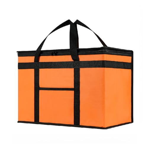 Image of NZ home Insulated Bags for Food Delivery (2XL) Grocery Shopping Cooler Bag, Pizza Delivery, Hot & Cold Catering Tote, Reusable, Foldable & Heavy Duty (Orange)