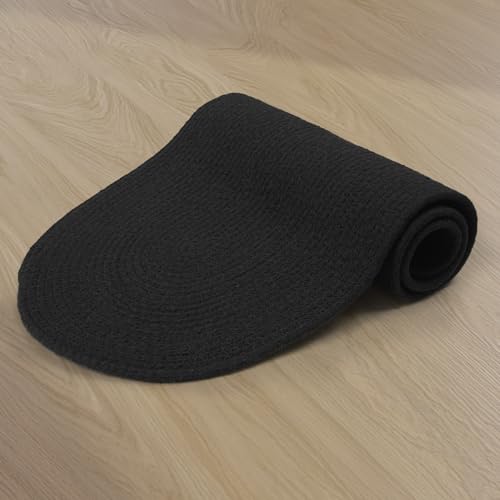 Image of Encasa XO Table Runner for 4 Seater | Handmade Ribbed Style Cotton | 30x91 cm | Black | for Dining & Center Table