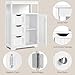 Yaheetech Bathroom Floor Cabinet Wooden Storage Organizer with 1 Door and 3 Drawers, Free-Standing Cupboard for Kitchen/Living Room/Bathroom Use, White