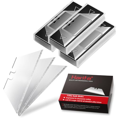 Harita Utility Knife Blades, Box Cutter Blades, Razor Blades with Storage Case, Standard Size for Replacement and Refill, Sharper, durable and Anti-Rust SK5 Steel Box for Leather, Rubber etc. 30 pcs
