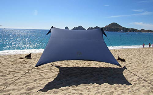 Image of Neso Grande Portable Beach Tent Sun Shelter - Lightweight Beach Shade Canopy - Easy Setup for Family Outings - Patented Reinforced Corners - UPF 50+ Sun Protection - 7ft Tall, 9 x 9ft