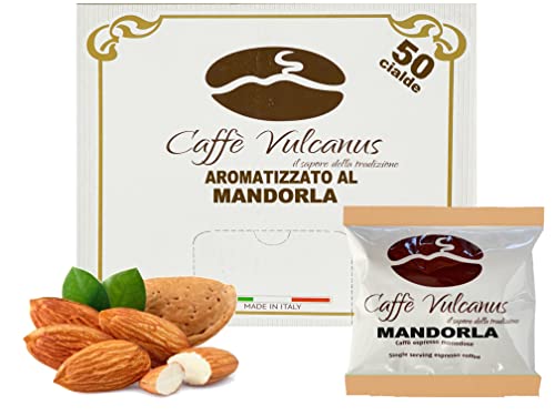 Caffè Vulcanus - Café aromatisé en dosettes ESE standard de 44 mm (50 dosettes, Amande)