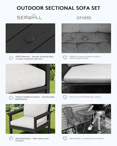 Image of SERWALL HDPE Outdoor Patio Furniture Set | with Coffee Table & Side Table