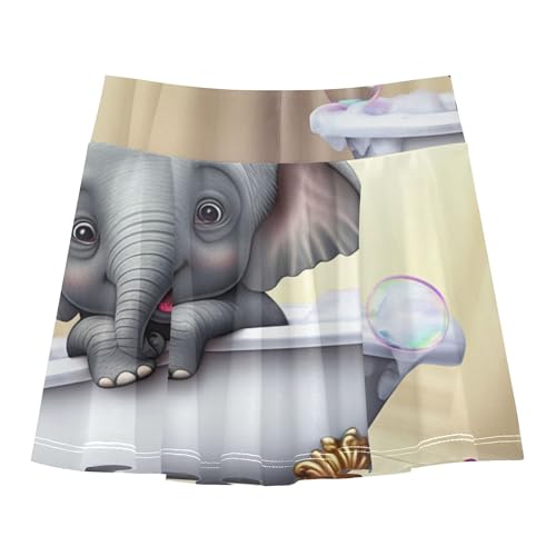 Joisal Cute Elephant Bathtub Funny Toddler Tennis Skirts Cute Girls Skorts Athletic Shorts Flowy Skirt 4t2