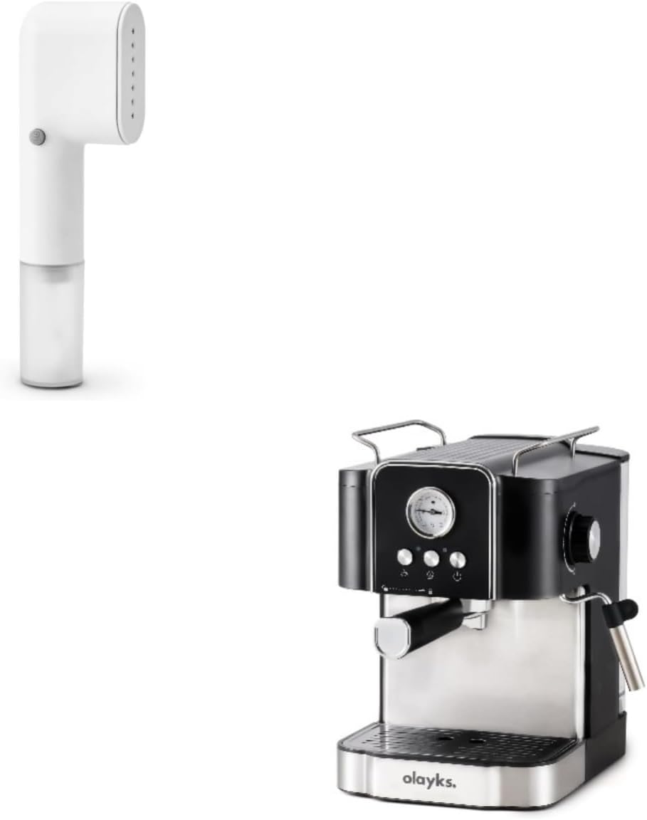 Travel Steamer for Clothes, Fashion Portable Handheld Garment Steamer, 15S Heat Up and Professional 20-Bar Espresso Coffee Maker, Semi-Automatic with Steam Wand Milk Frother
