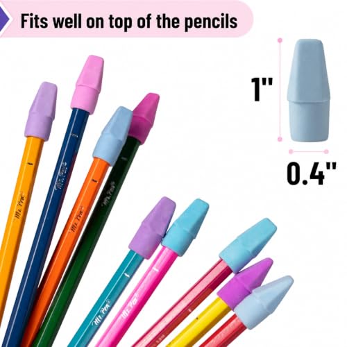 Image of Mr. Pen- Pencil Erasers Toppers, 500 Pack, Colorful | Latex Free, No Smudge, Mr Pen Erasers for Pencils