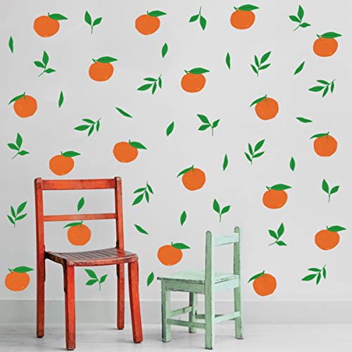 Bamsod Fruit Wall Decals Removable Boho Wall Stickers Peel Stick Flower Orange Wall Decals Fresh Fruit Wall Stickers For Baby Nursery Kids Bedroom Living Room Home Kitchen (Orange) #TOP2