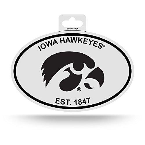 Rico Industries NCAA Iowa Hawkeyes Oval Black and White Sticker