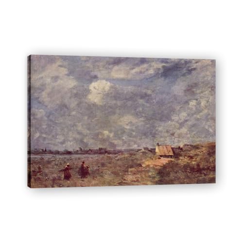 Tableau paysage français sur toile art vintage encadrée 80x112cm