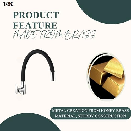 Image of 10X Brass Swan Neck Tap Black Spout Flexible Sw-9089 For Washbasin / Chrome Kitchen Table Mounted