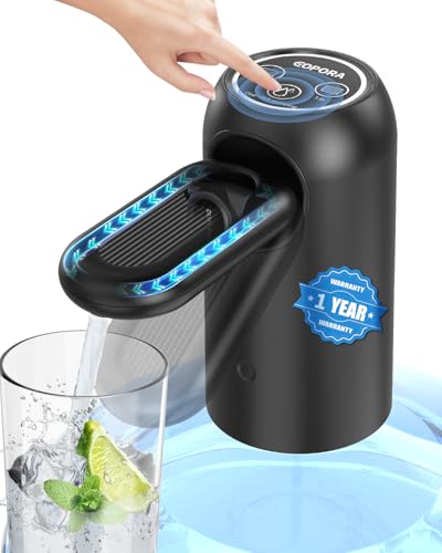 Eopora Automatic Water Dispenser Pump for 20 Litre Bottle, Foldable Two-Tube Water Outlet, 1200Mah Battery USB Rechargeable Electric Water Can Dispenser for Home Office