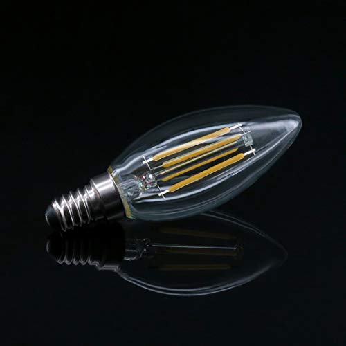 RANBOO E14 LED Filament Bulbs 4W, 40W Clear Candle Bulbs Equivalent, Warm White 2700K Candelabra E14 SES Bulb, Non-Dimmable - Image 2