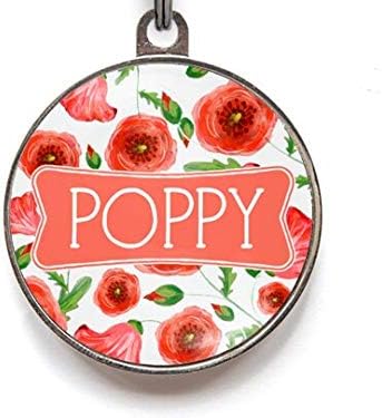 Wag-A-Tude Tags Poppy Dog Tag - for Dogs and Cats - Personalized Reverse (Large)