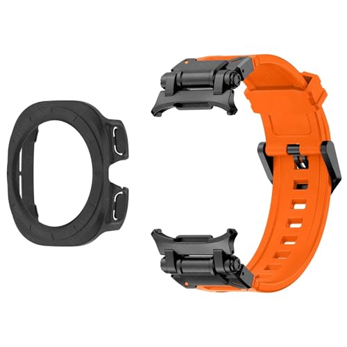 [JUNENTER] 2 in 1 �X�g���b�v�P�[�X Samsung Galaxy Watch 7 Ultra 47mm �V���R���u���X���b�g�X�N���[���ی�P�[�X�J�o�[ Galaxy Watch 7 Ultra ���v�o���h�p (�u���[�u���b�N)