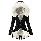  JURTEE Damen Winterjacke,Wintermantel Lange Daunenjacke Jacke Outwear Winter Warm Trenchcoat mit Abnehmbarer Pelzkragen Parka Outwear Mäntel