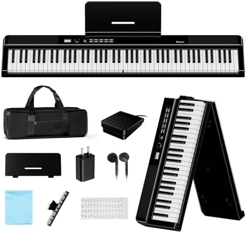 Teclado plegable de 88 teclas, Rhymo tamaño completo, portátil, s...
