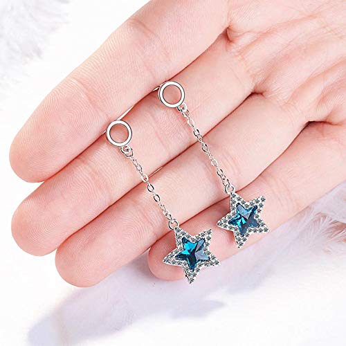 Pendientes azules de plata para regalo de mujer con estuche especial 2