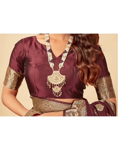 Image of SIRIL Women's Banarasi Soft Silk Saree Pure Silk with Unstitched Blouse Piece