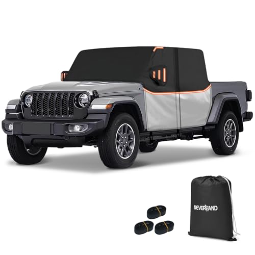 Cab Cover for Jeep Gladiator JT 2019-2026 - All Weather Waterproof Gladiator Half Car Cover Outdoor Jeep Cab Cover Rain Covers for Sun Snow UV Protection with Door Zipper Windproof Straps