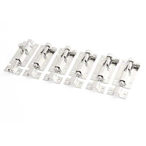 uxcell® 5cm Long Stainless Steel Door Security Latch Slide Lock Bolt 6 Pcs