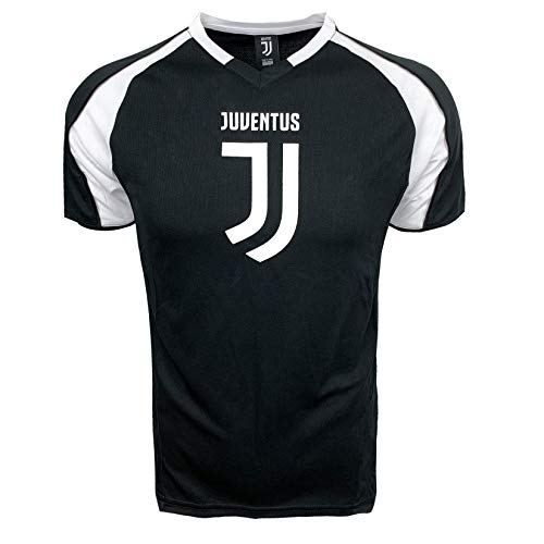 Icon Sports Compatible to Juventus Shirt, Licensed Black Poly Jersey Tee, for Adults (Large)